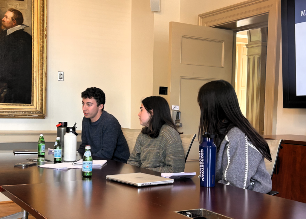 students in conference room